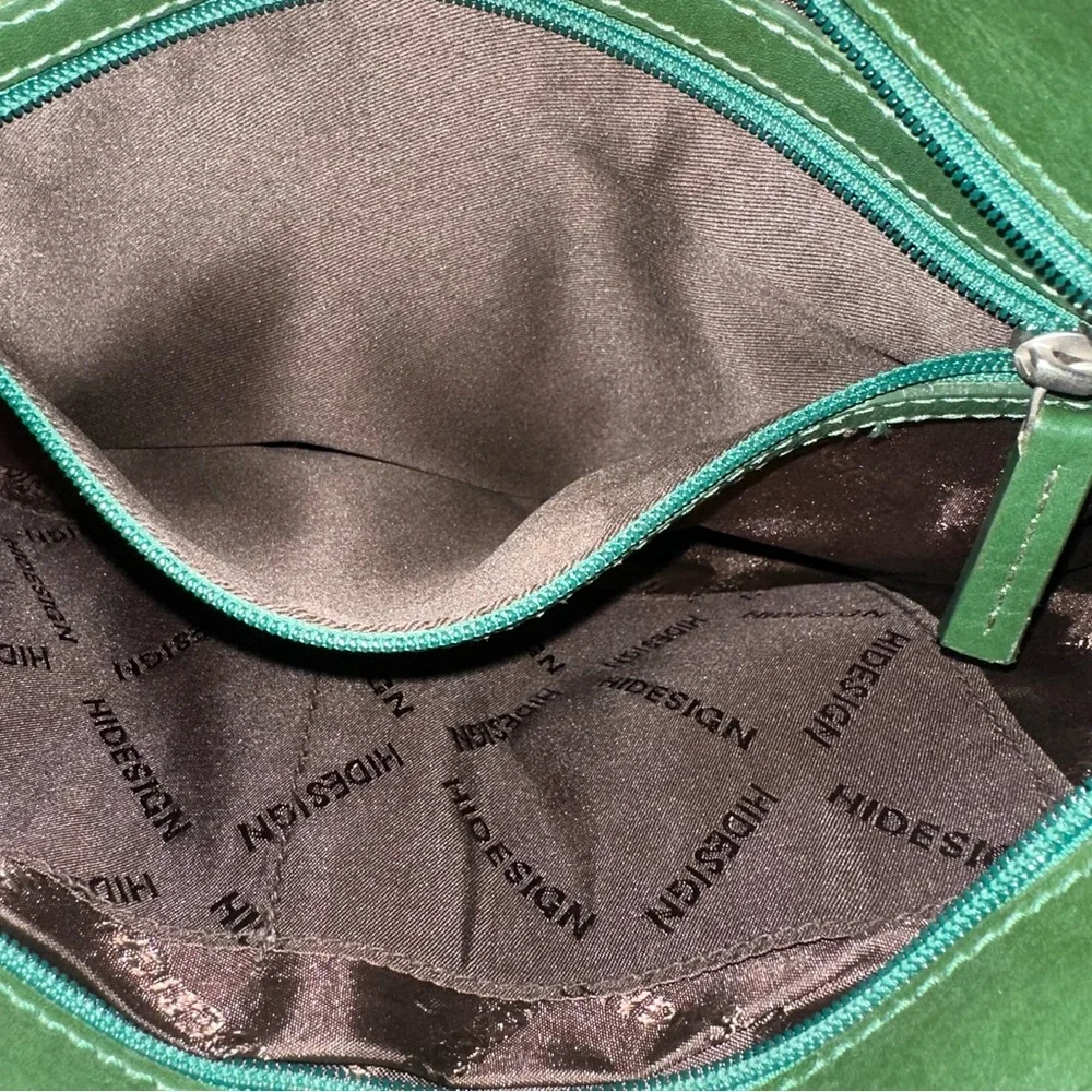 Hidesign Leather Shoulder Bag | Emerald Green Croc Embossed Y2K Purse